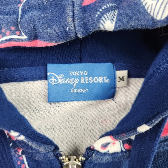 Japan Tokyo Disney Resort Adult Medium Hoodie Sweatshirt Zip Jacket AOP Blue - Picture 4 of 8